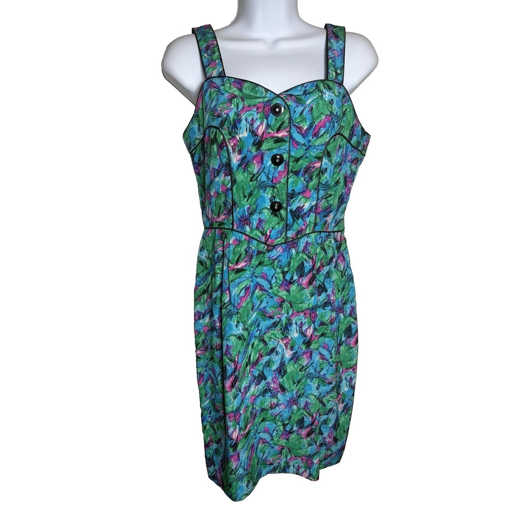 Vtg‎ Custom Pencil Dress~XS~Sweetheart Nk Sleeveless 50s Pinup Retro Rockabilly